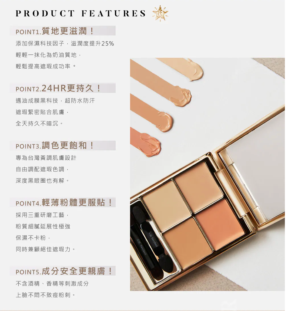 店主愛用❤️‍🔥品牌皇牌👑A.M Fairyland 遮瑕界天花板・濾鏡光雙效遮瑕盤 - 小橘子盤（適合重度黑眼圈/瑕疵肌）✨雙重質地✨ 【香港現貨】