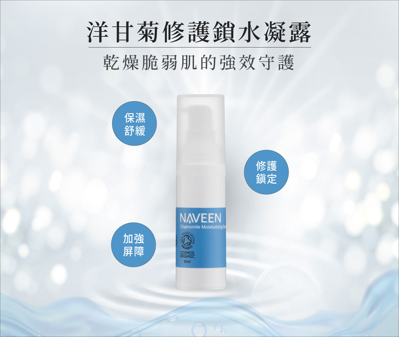【全新完好無缺】台灣 NAVEEN 洋甘菊修護鎖水凝露